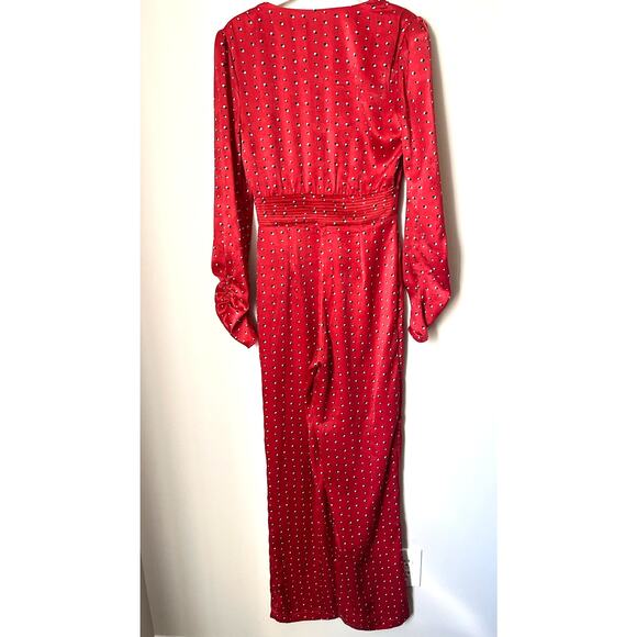 House of Harlow 1960 x Revolve sz. XS Vera Polka Dot Print Jumpsuit Red - Picture 4 of 12
